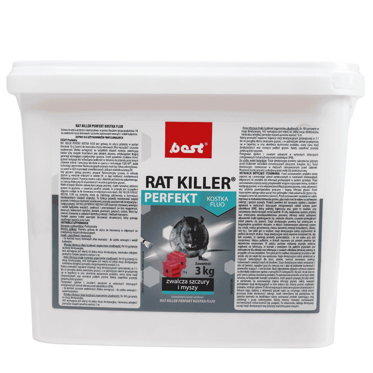 Rat Killer Perfekt Kostka Fluo (Broditec) 3 kg Best-Pest 
