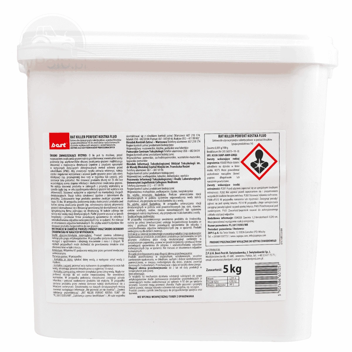 Rat Killer Perfekt Kostka Fluo (Broditec) 5 kg Best-Pest