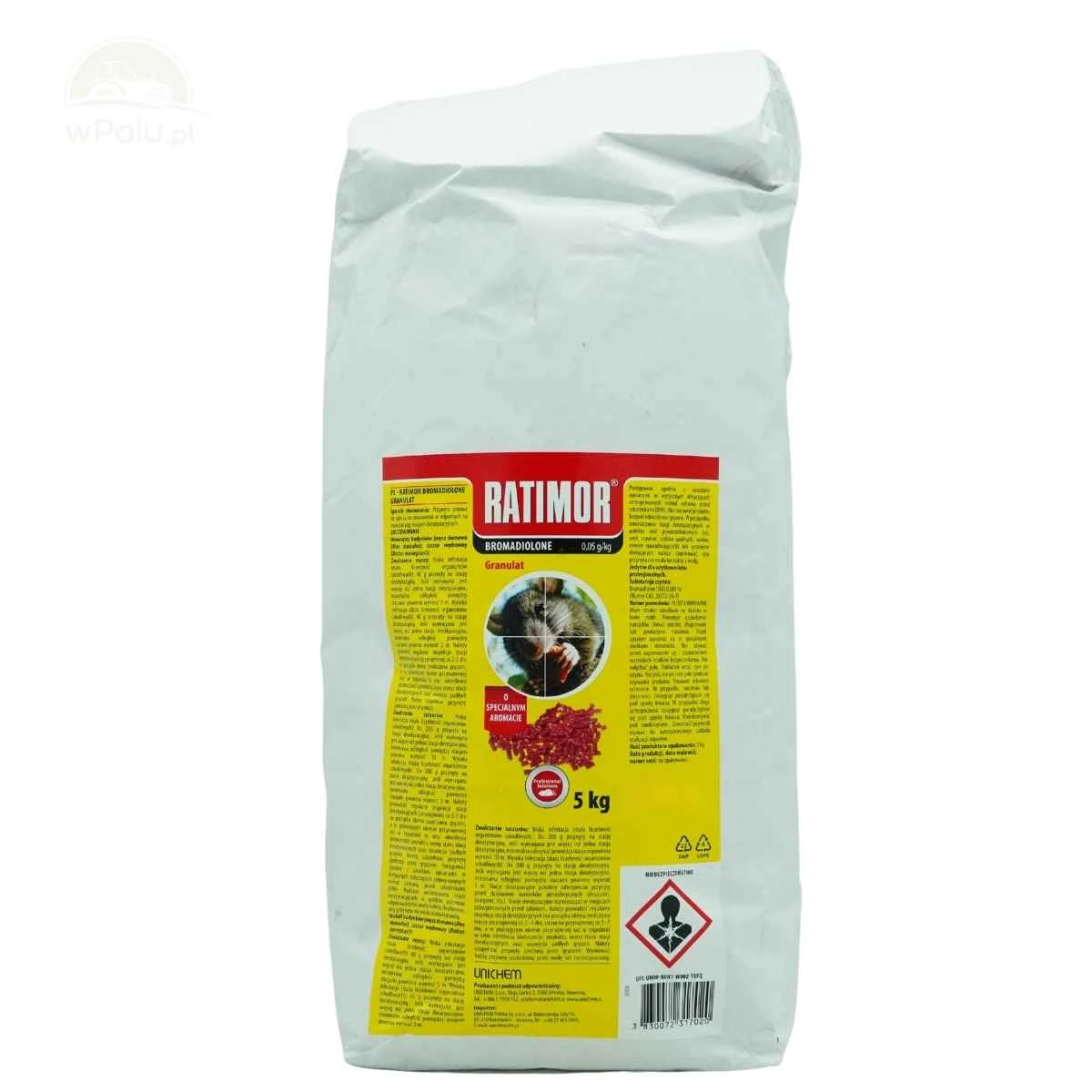 Trutka Granulowana Worek 5 kg Bromadiolon 50ppm Ratimor