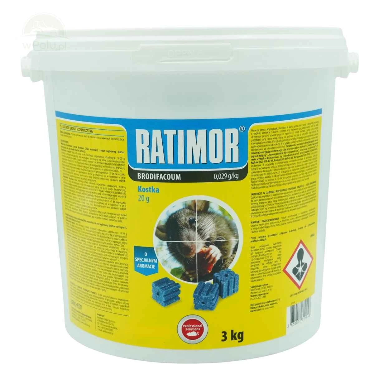 Ratimor Trutka Kostka Woskowa 20 g Brodifacoum 29ppm Wiadro 3kg