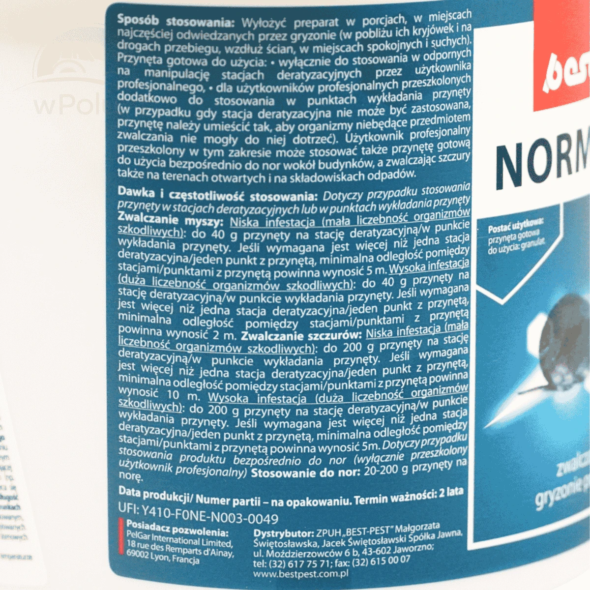 Trutka granulat na nornice, gryzonie polne Normix 1 kg