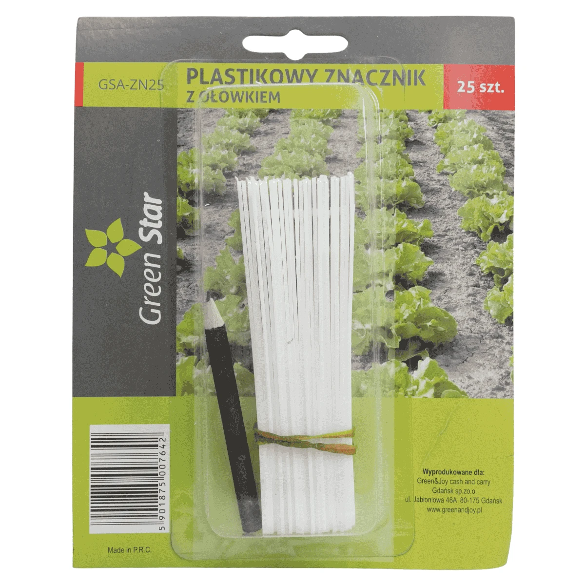 Etykietki 10 cm/25 szt + Ołówek Green Star/GSA-ZN25