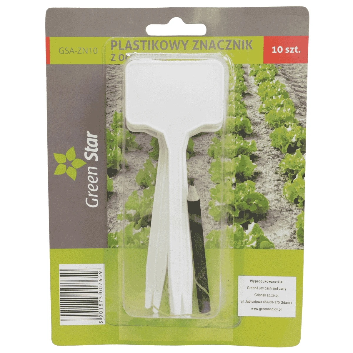 Etykietki 13 cm/10 szt + Ołówek Green Star/GSA-ZN10