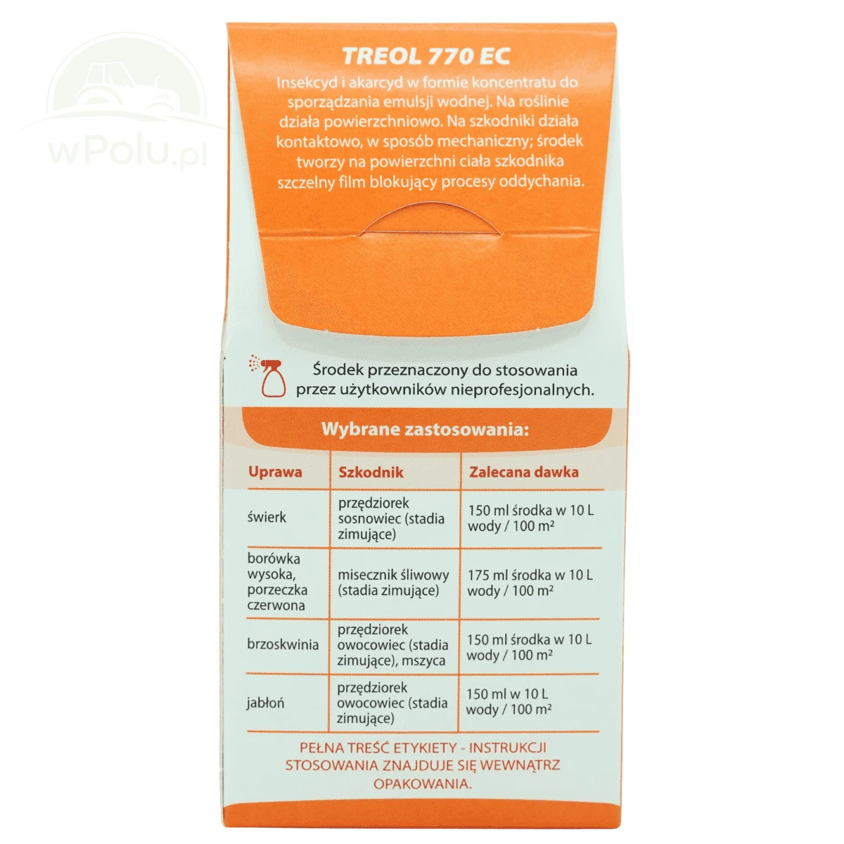 TREOL 770 EC 100ML na przędziorka Agropak