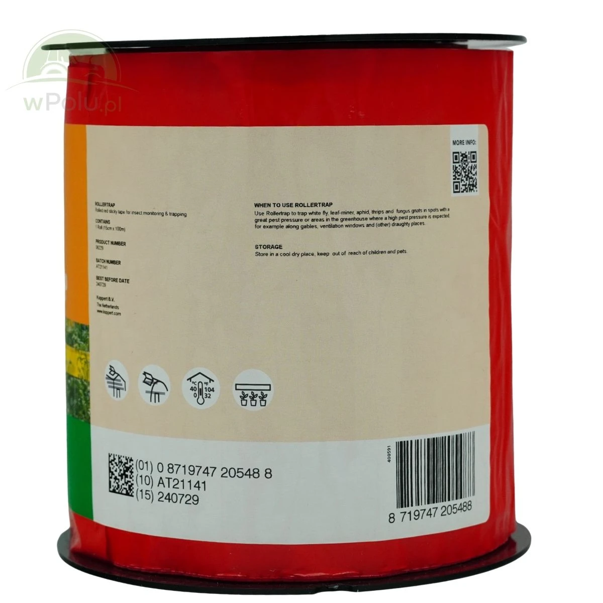 Rolletrap Red 15 cm x 100 m Czerwona taśma lepowa na muszkę plamoskrzydłą