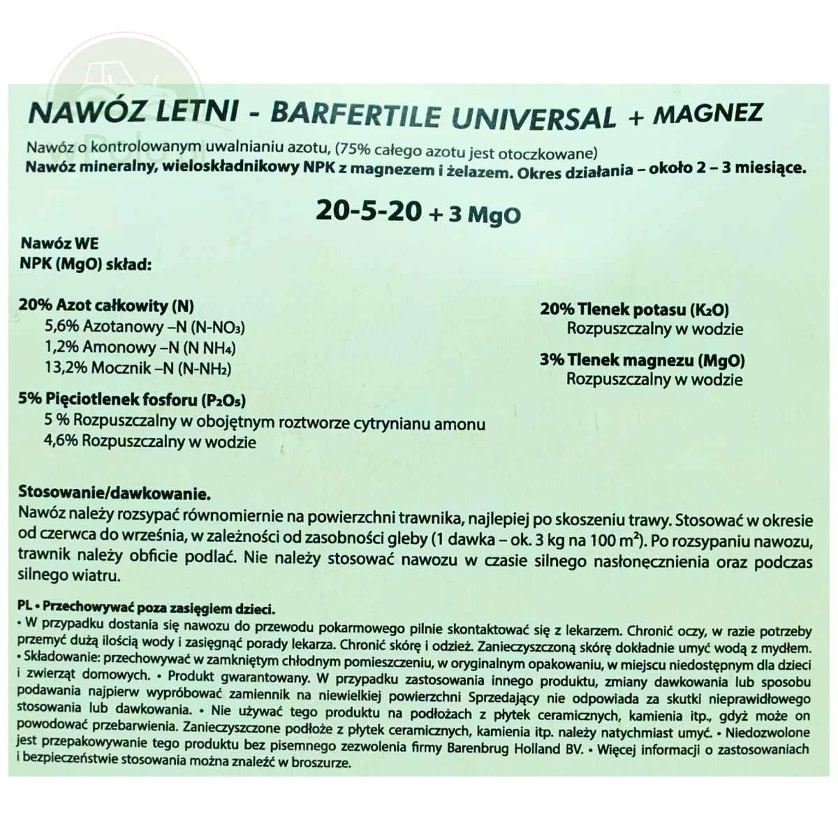 Barenbrug Nawóz letni do trawników BarFertile Universal 5 kg