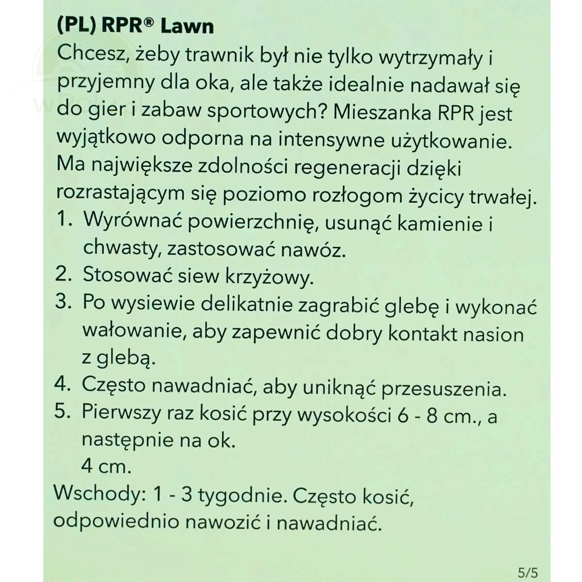 Barenbrug mieszanka traw RPR LAWN (Bar Power RPR) – mocny trawnik samoregenerujący 1KG