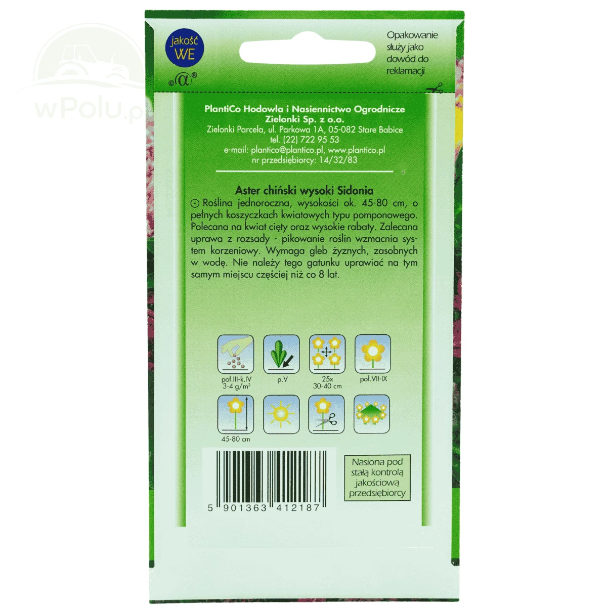 Aster Chiński Typ Sidonia Karminowy 1 g Plantico