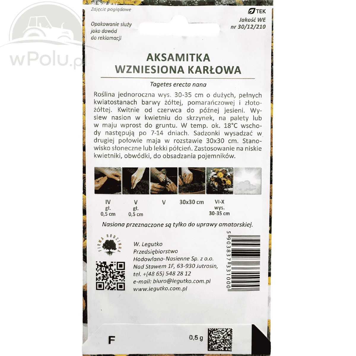 Aksamitka Wzniesiona Karłowa Mix Nasiona 0,5 g Legutko