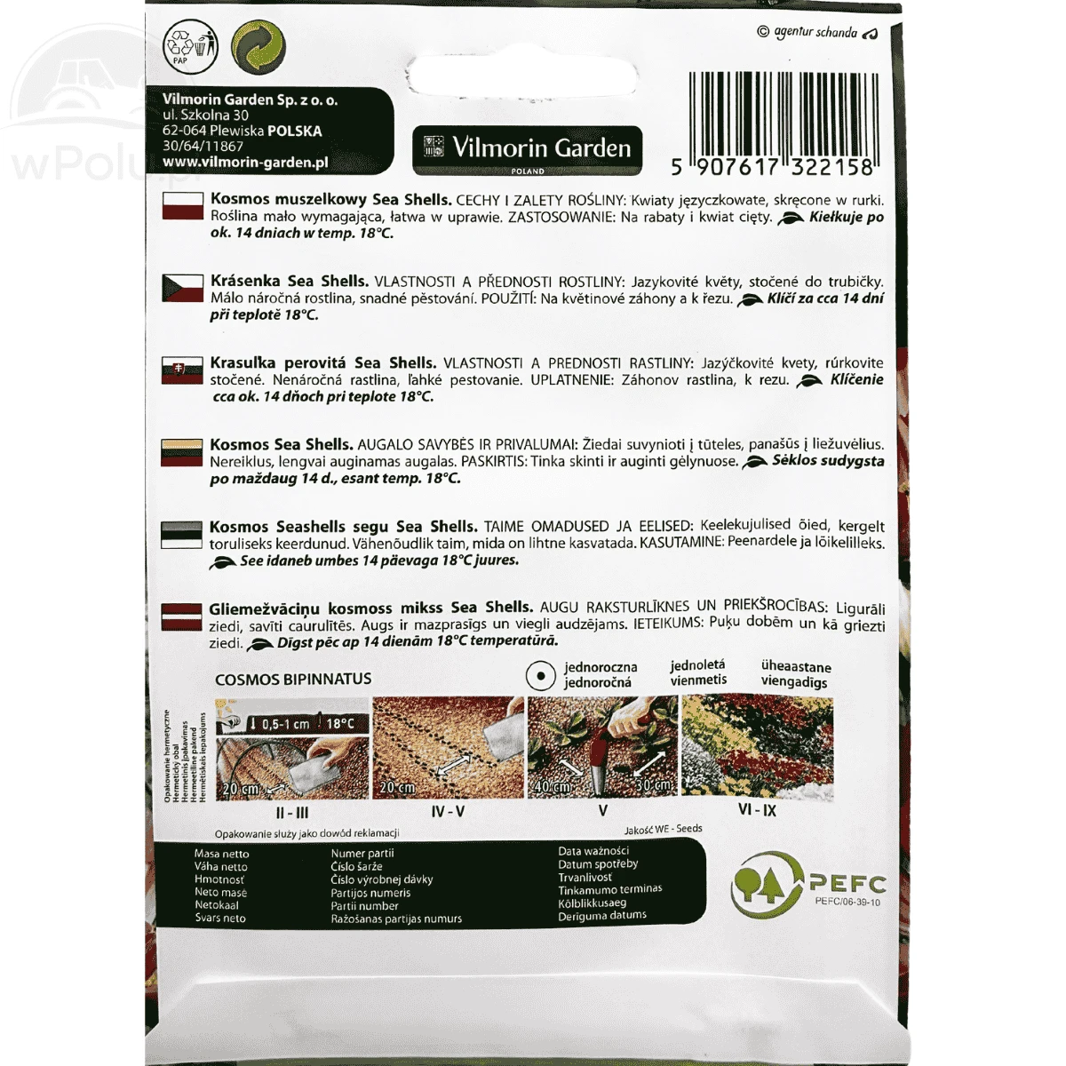 Kosmos Muszelkowy Sea Shells Mieszanka 0,2 g GC2 Vilmorin