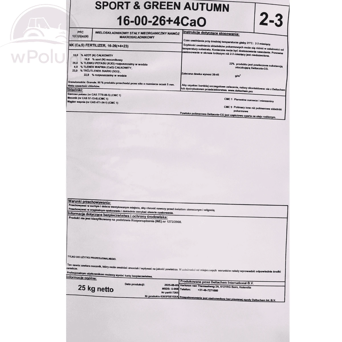 Ekote SPORT&GREEN Autumn Hi K Jesień ( 2-3 msc ) 25 kg